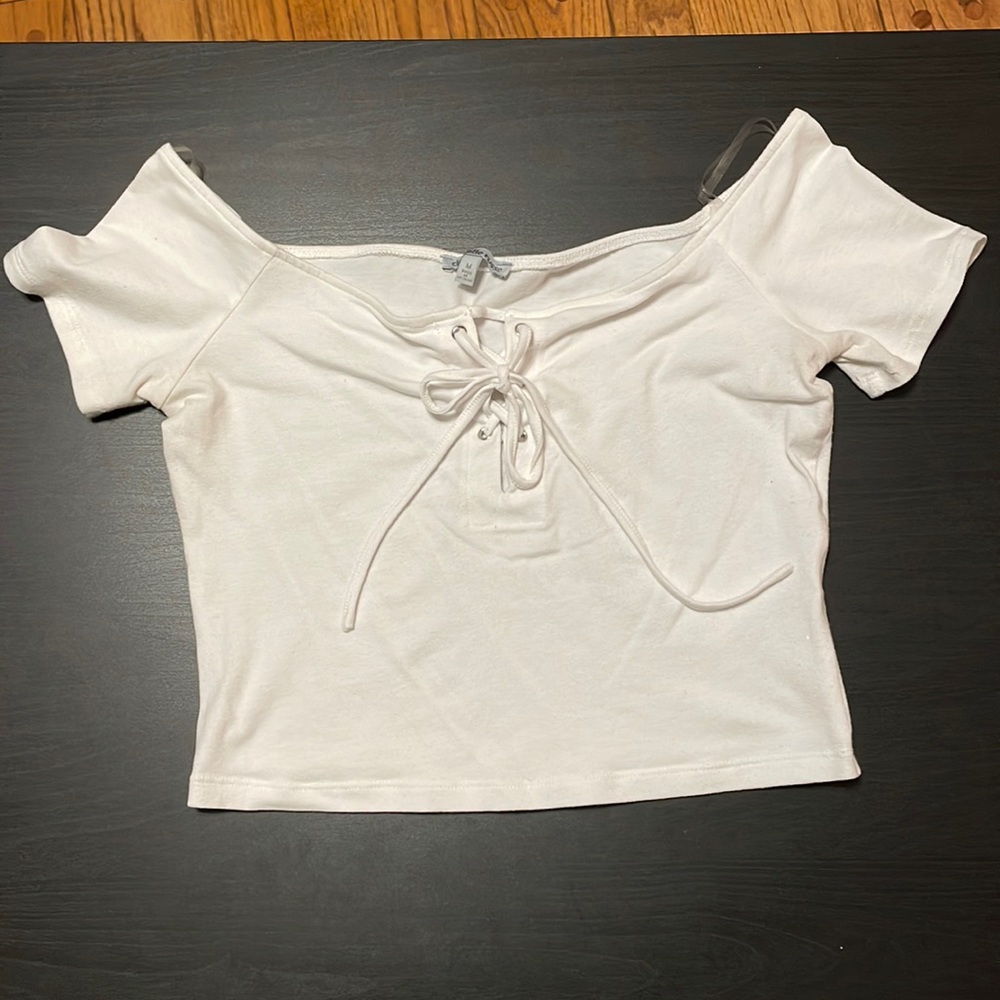 White off the shoulder crop top